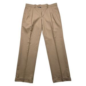Ralph Lauren Mens 34x29 Tan 100% Wool Pleated Cuffed Dress Pants Slacks Trousers